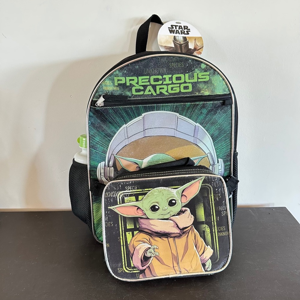 Star Wars Mandalorian Grogu Backpack Lunch Bag Water Bottle Set Precious Cargo